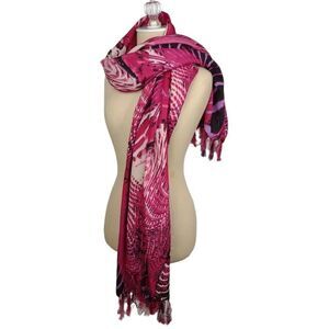 Verano Shawl Pink White Black Tassels Oversized Scarf Wrap